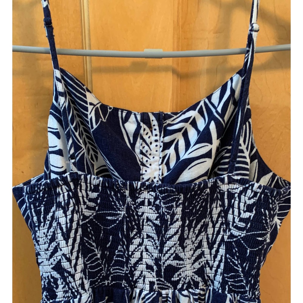 *K225 Old Navy Women's Large Tropical White & Navy Dress, Adjustable Straps EUC - Picture 5 of 9